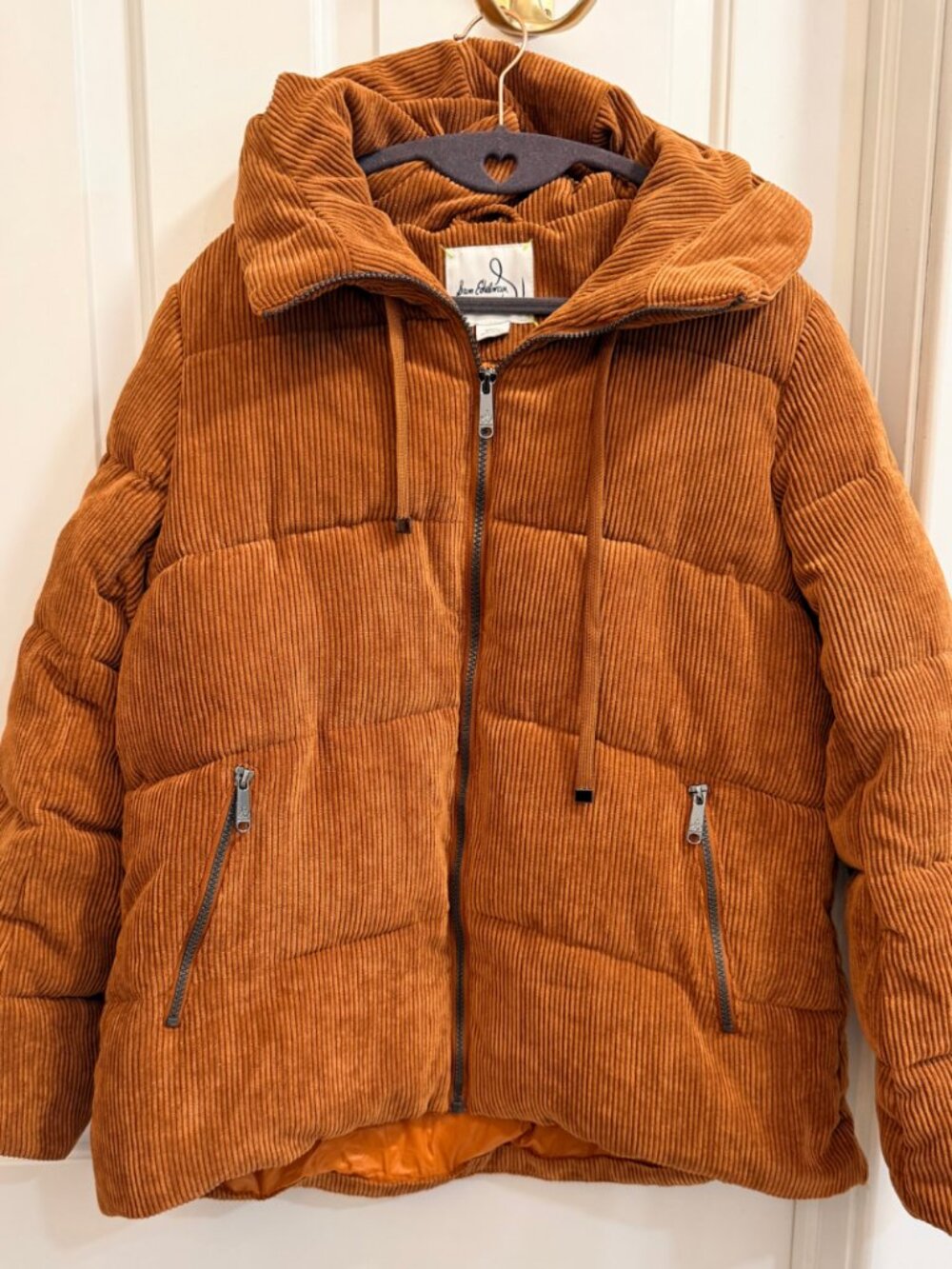 Sam Edelman Cognac Corduroy Puffer Jacket Size Small